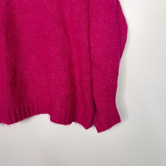 Pistola XS Fuchsia Pink Carlen Mock Neck Sweater Fuzzy Rib Trim Plush Oversized - Picture 4 of 11